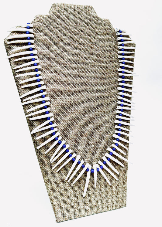 Dentalium Shell Necklace Blue