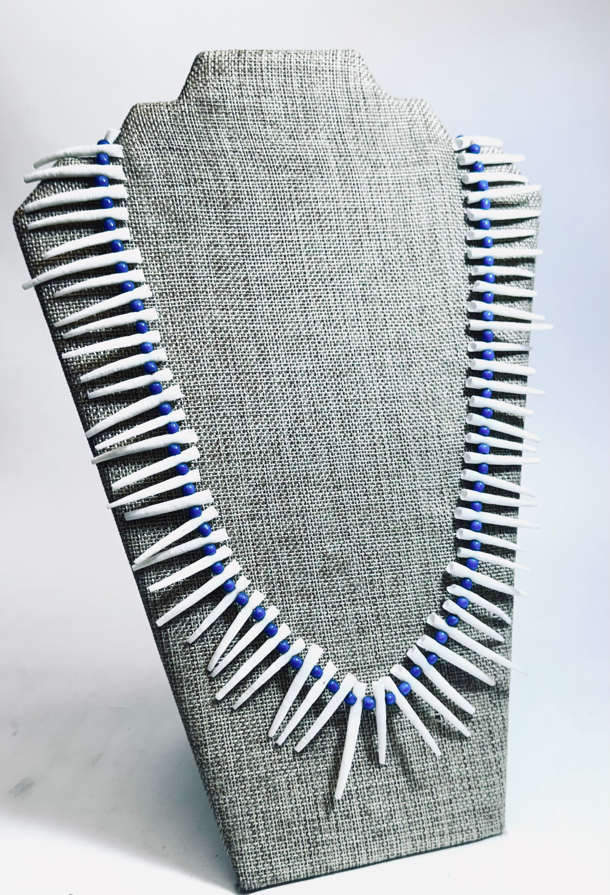 Dentalium Shell Necklace Blue Chrisjohn ndn arts