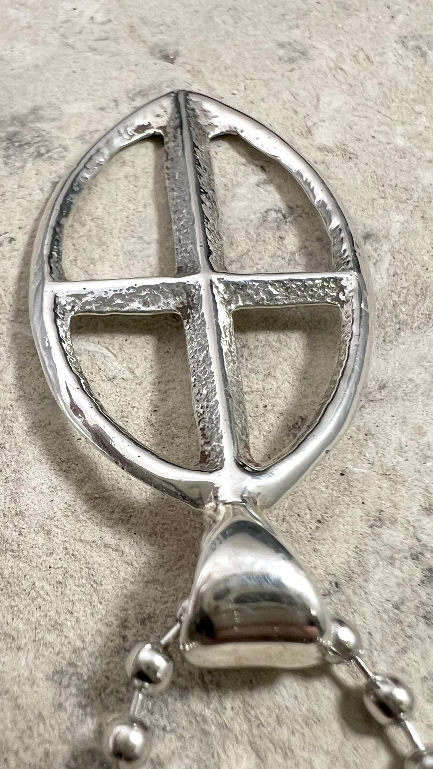 Silver Cross With Oval Circle